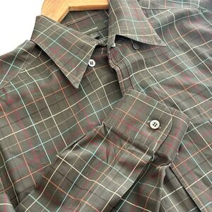 Ermenegildo Zegna Mens Button Up Multicolor Plaid Shirt Size XL Italy Checkered